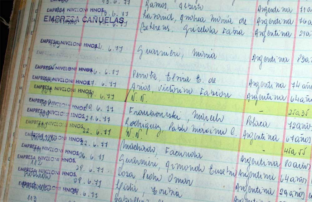 Otros dos NN registrados en 1977.