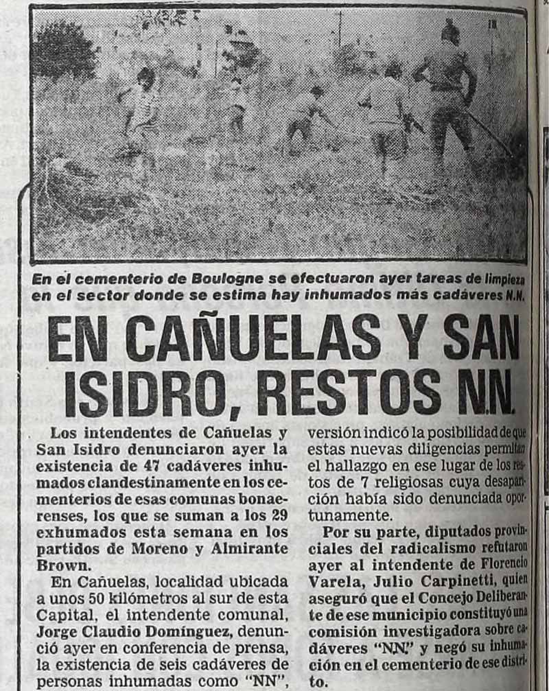 Diario Crónica, 30 de diciembre de 1983. Hemeroteca de la Biblioteca Histórica Nacional.