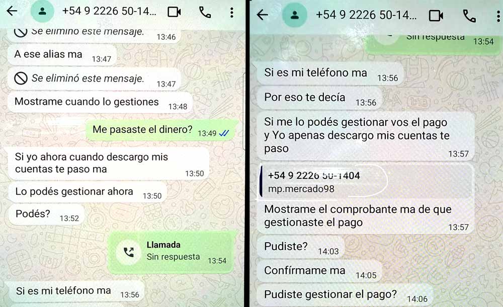 Diálogo del impostor con su víctima.