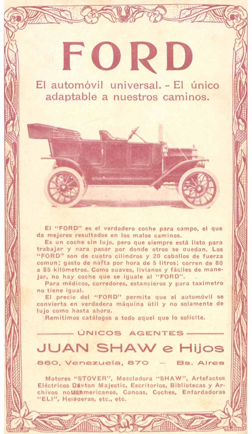 Juan Shaw e Hijos, agente excluviso de Ford en Buenos Aires.